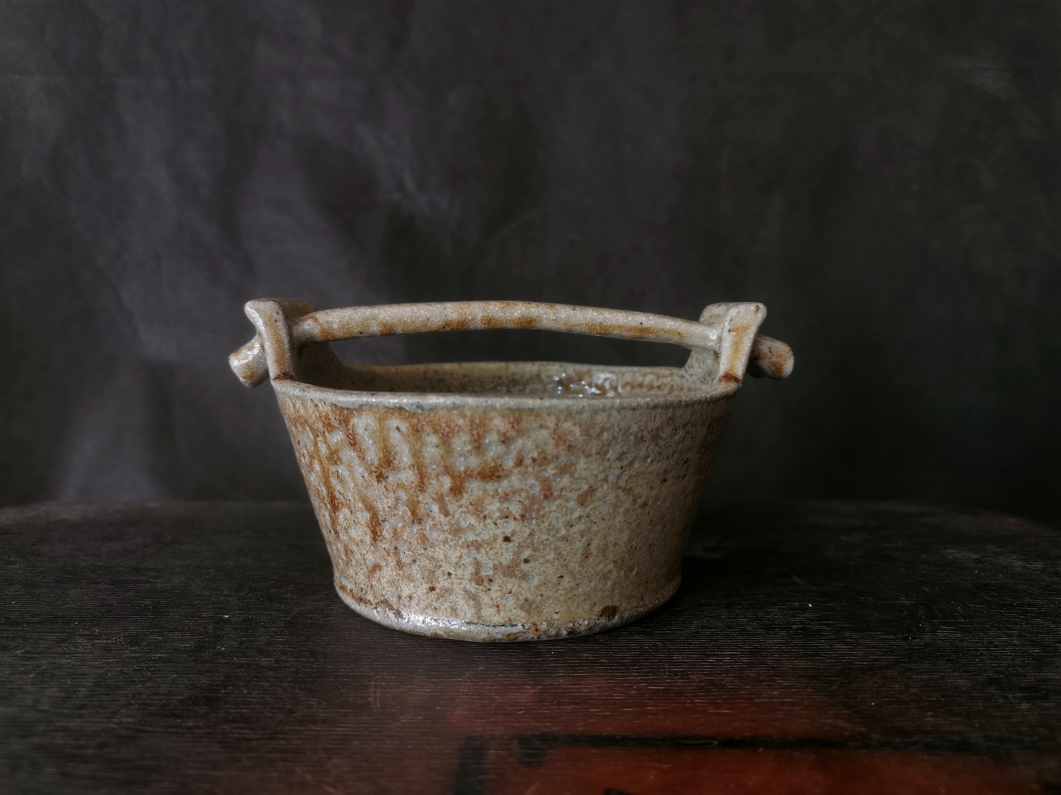Salt-glazed kusamono pot