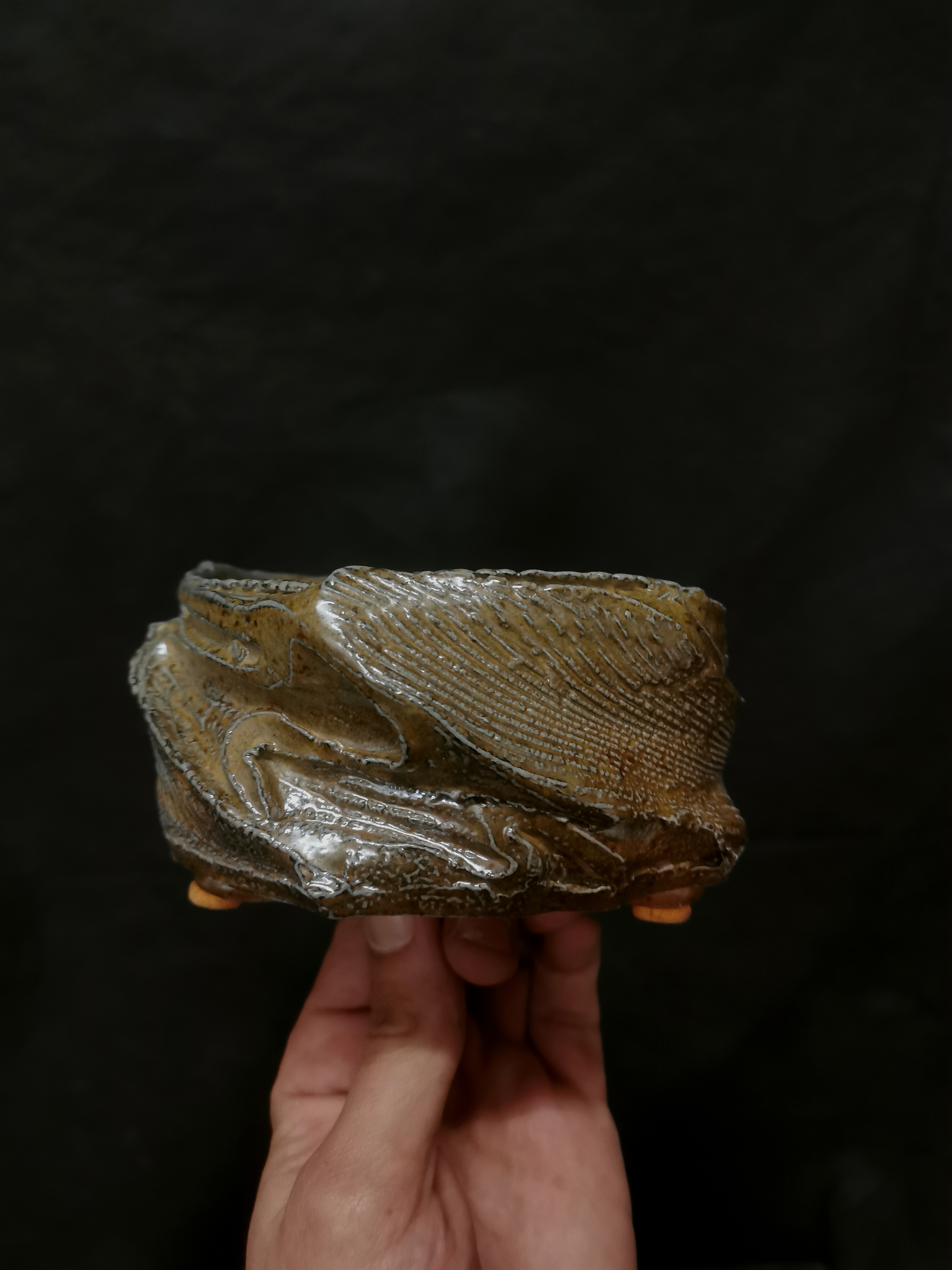 Salt-glazed bonsai pot - view 3