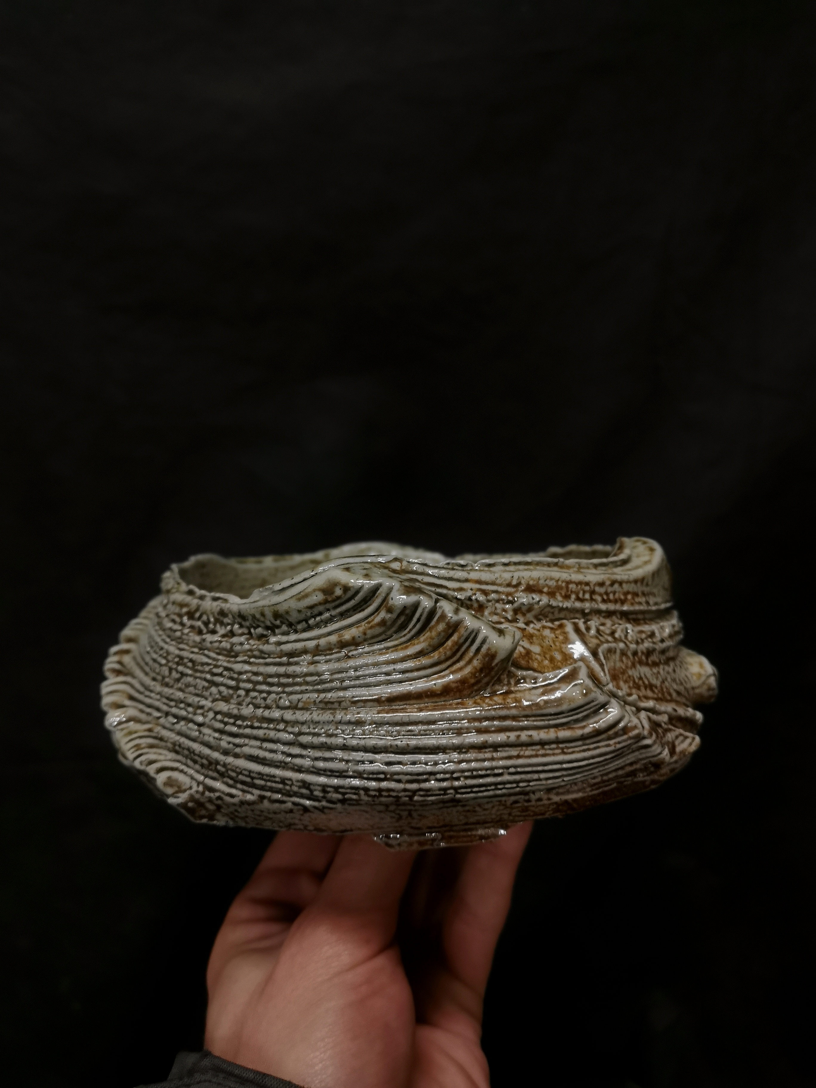 Salt-glazed bonsai pot