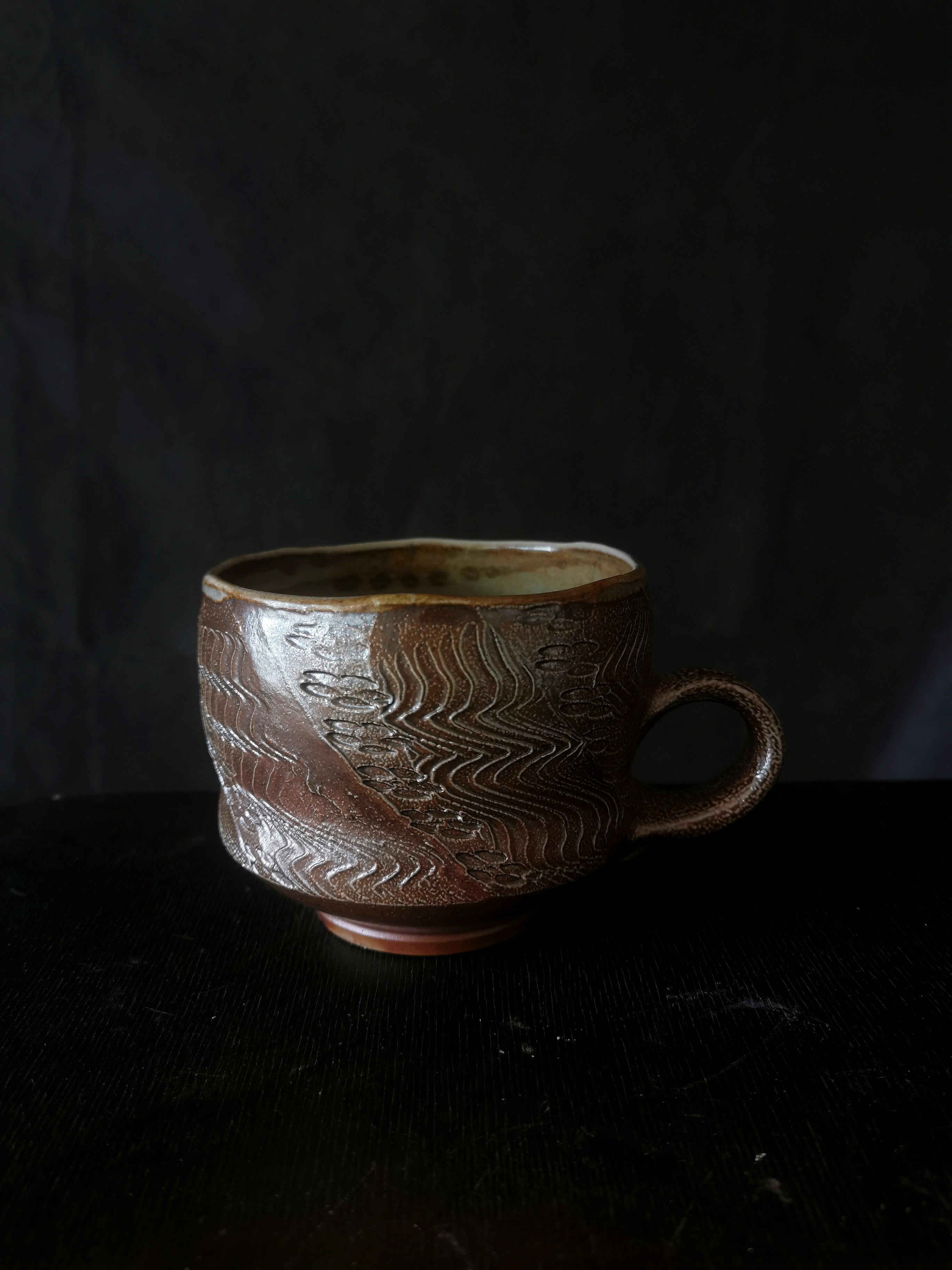 Salt-glazed cup with patterns - view 2